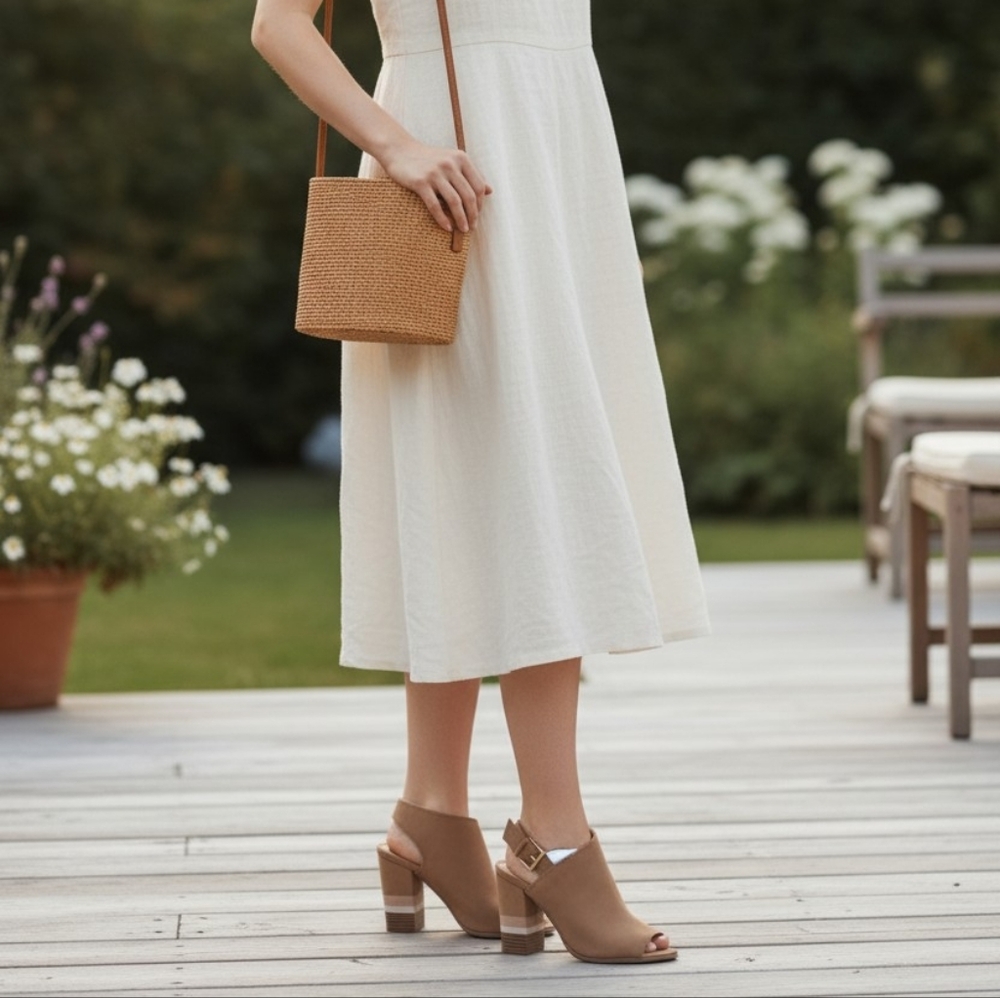 Apt. 9 Tan Mules with Block Heel and Modern Design
